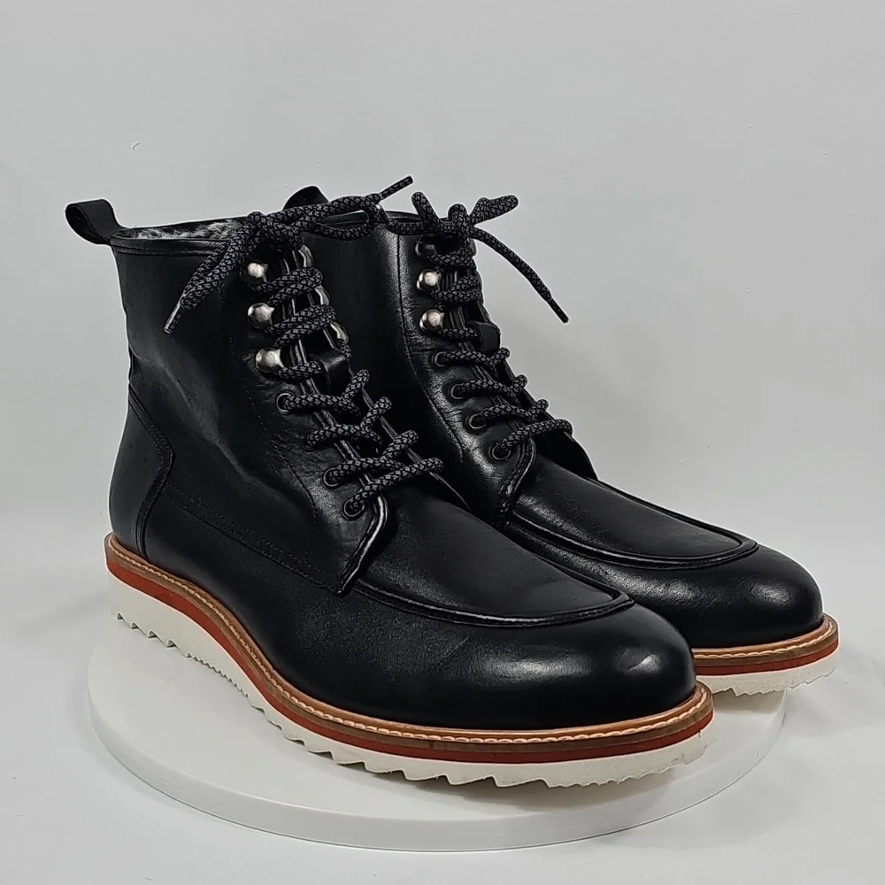 Vintage Foundry Co Jimara Black Leather Moc Toe Boots 10.5 NWOT City Boy Indie